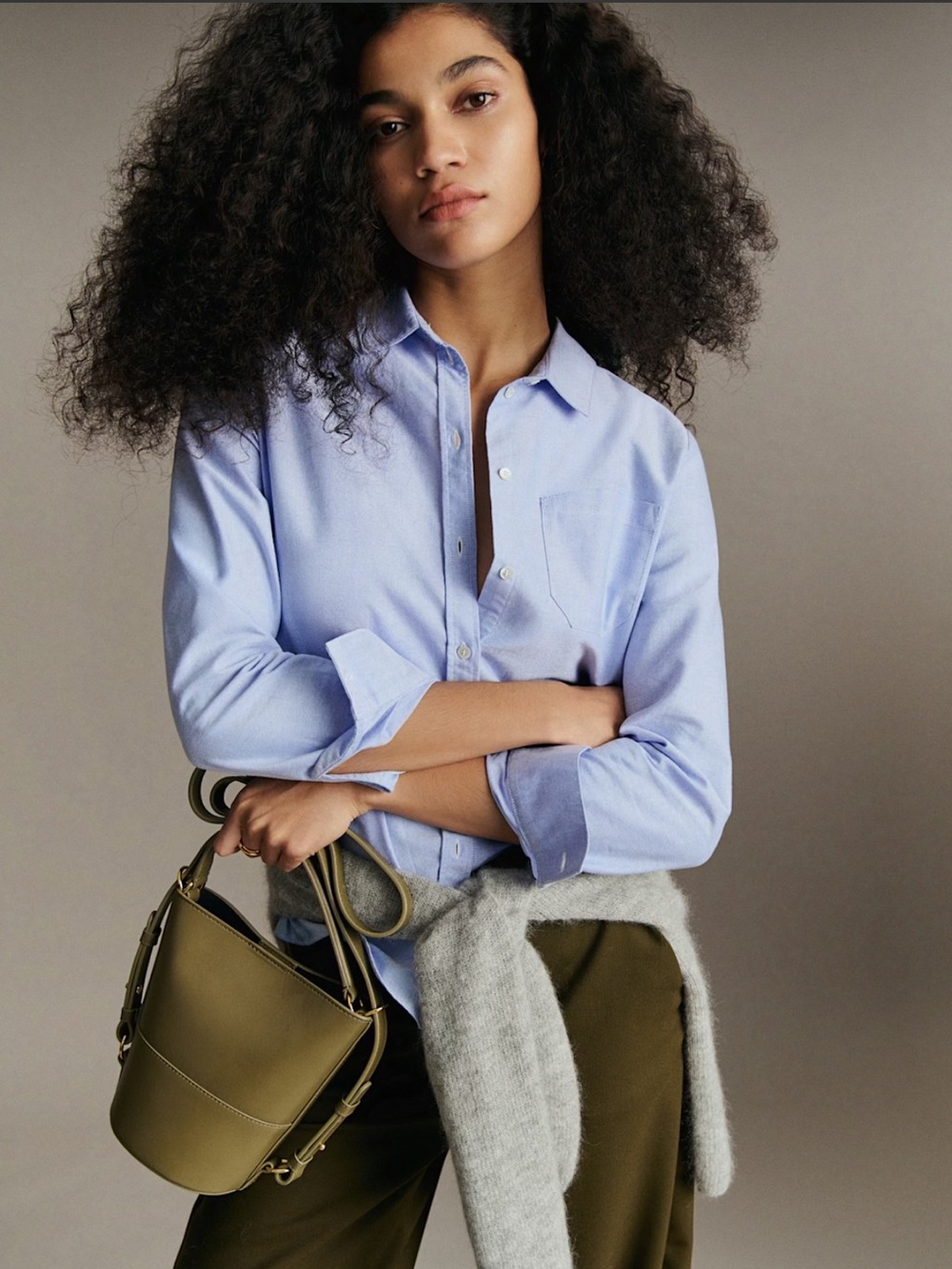 Sezane Tomboy Light Blue Button-Up Shirt - Classic Oxford Shirt